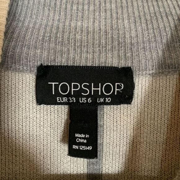 Topshop Grey & White Sweater Ribbed Collar Top - Picture 10 of 10